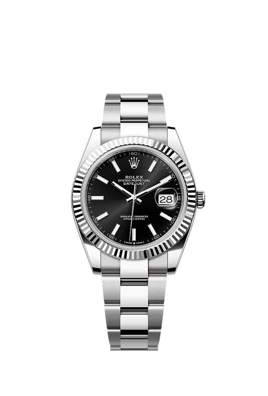 Men’s Datejust 41 Ref. 126334 Automatic Watch in White Rolesor (Bright Black Dial, Oyster Bracelet)