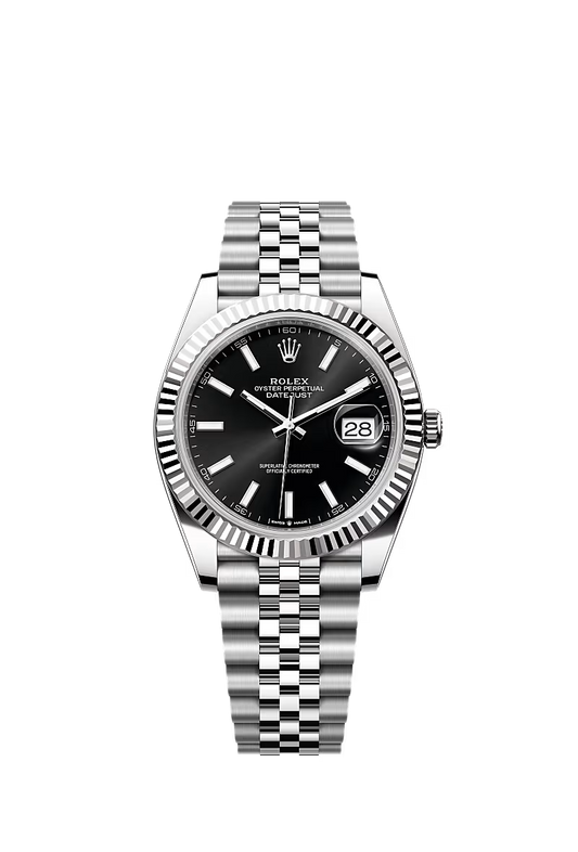 Men’s Datejust 41 Ref. 126334 Automatic Watch – White Rolesor, Bright Black Dial, Jubilee Bracelet