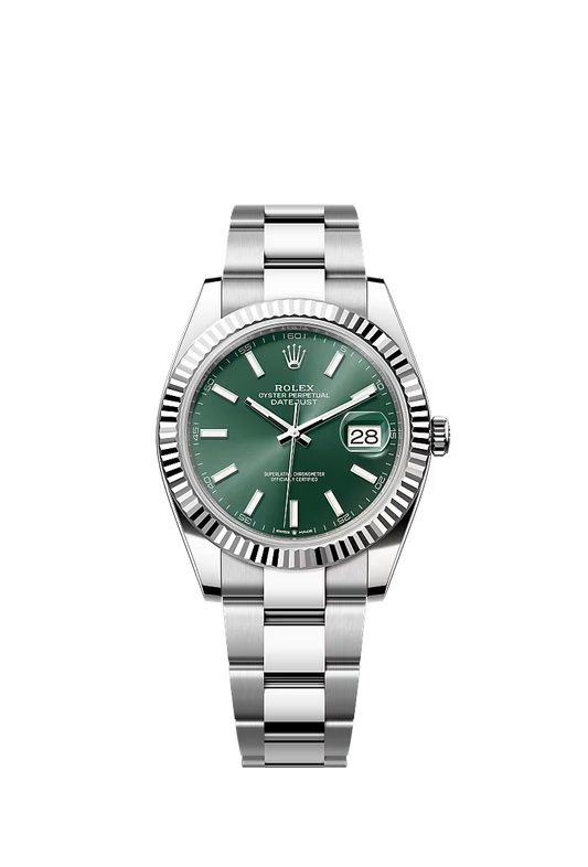 Men’s Datejust 41 Ref. 126334 Automatic Watch in White Rolesor (Mint Green Dial, Oyster Bracelet)