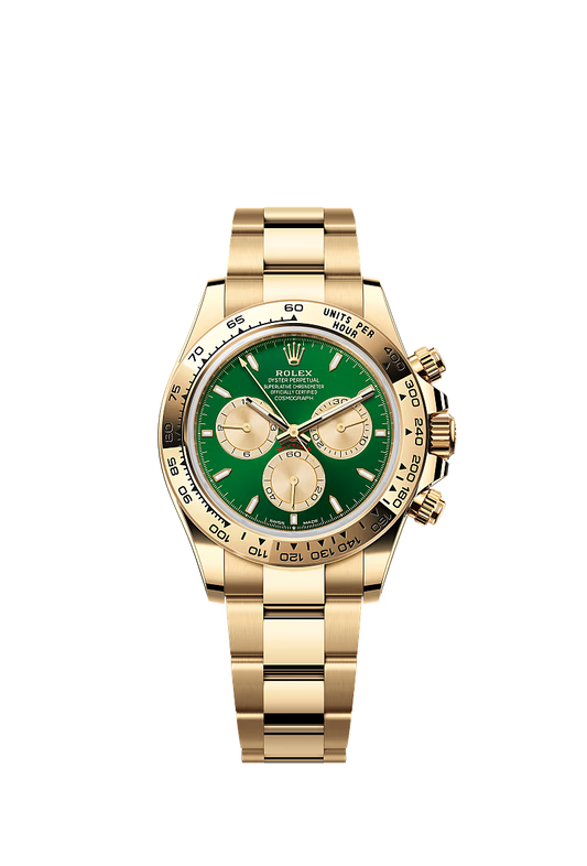 Men’s Rolex Cosmograph Daytona 126508 Bright Green Dial 18 kt Yellow Gold Watch