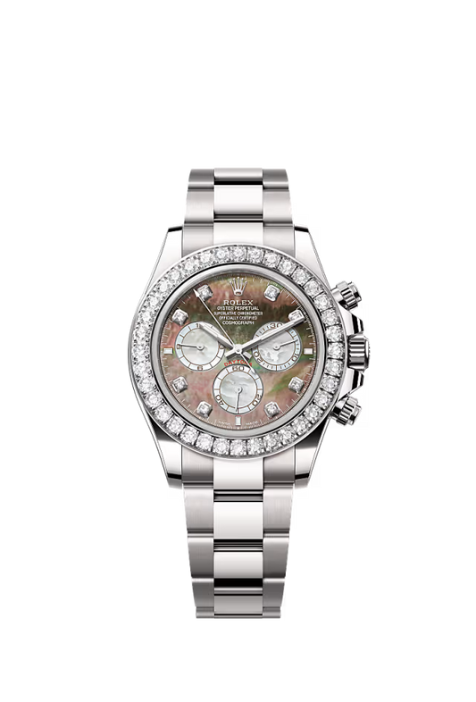 Men’s Rolex Cosmograph Daytona 126579RBR – Black & White Mother-of-Pearl Dial with Diamonds, White Gold