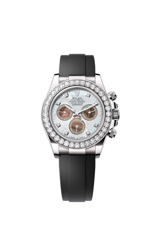 Men’s Rolex Cosmograph Daytona 126589RBR – White & Black Mother-of-Pearl Dial with Diamonds, White Gold