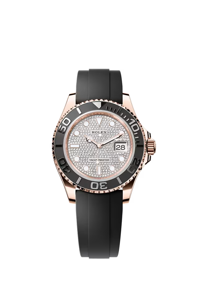 Men’s Rolex Yacht-Master 40 126655 Everose Gold Diamond-Paved Dial Oysterflex Automatic Watch