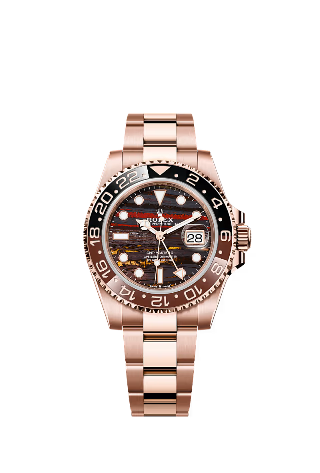 Men’s Rolex GMT-Master II 126715CHNR – 18K Everose Gold, Brown & Black Bezel, Tiger Iron Dial