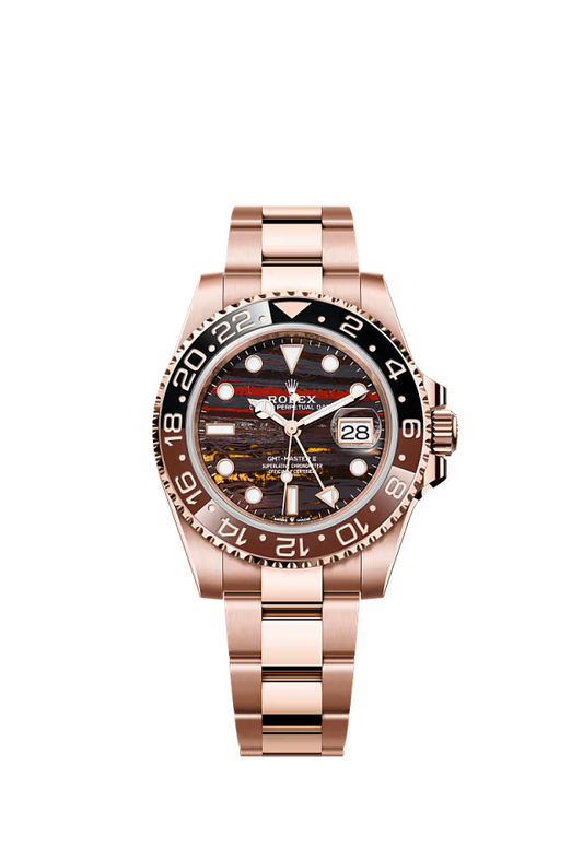 Men’s Rolex GMT-Master II 126715CHNR – 18K Everose Gold, Brown & Black Bezel, Tiger Iron Dial