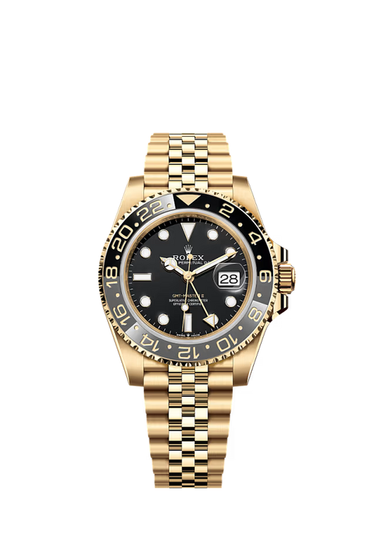 Men’s Rolex GMT-Master II 126718GRNR – 18K Yellow Gold, Grey & Black Bezel, Black Dial