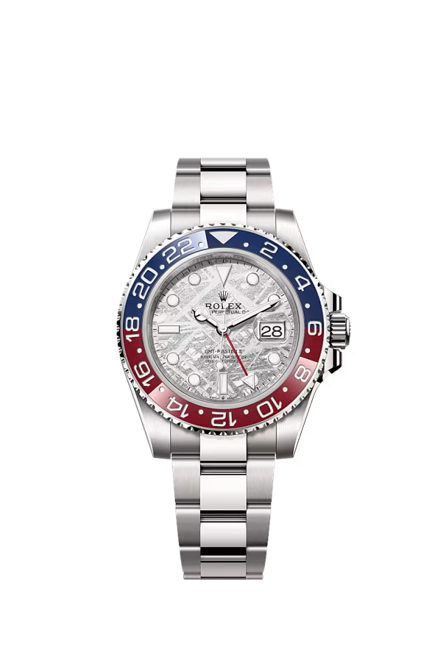 Men’s Rolex GMT-Master II 126719BLRO – 18K White Gold, Blue & Red Bezel, Meteorite Dial
