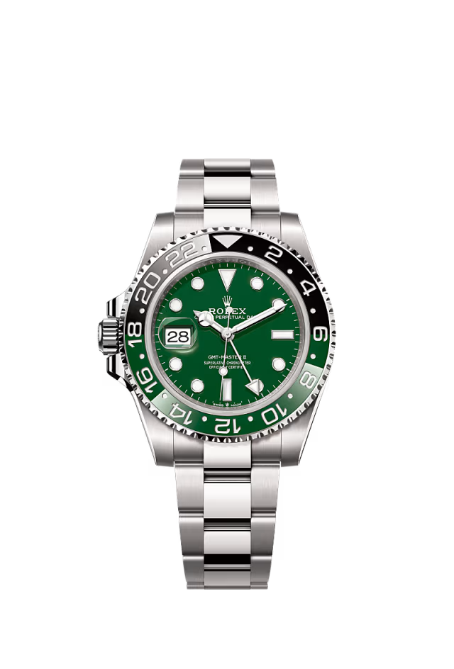 Men’s Rolex GMT-Master II 126729VTNR – 18K White Gold, Green & Black Bezel, Green Ceramic Dial