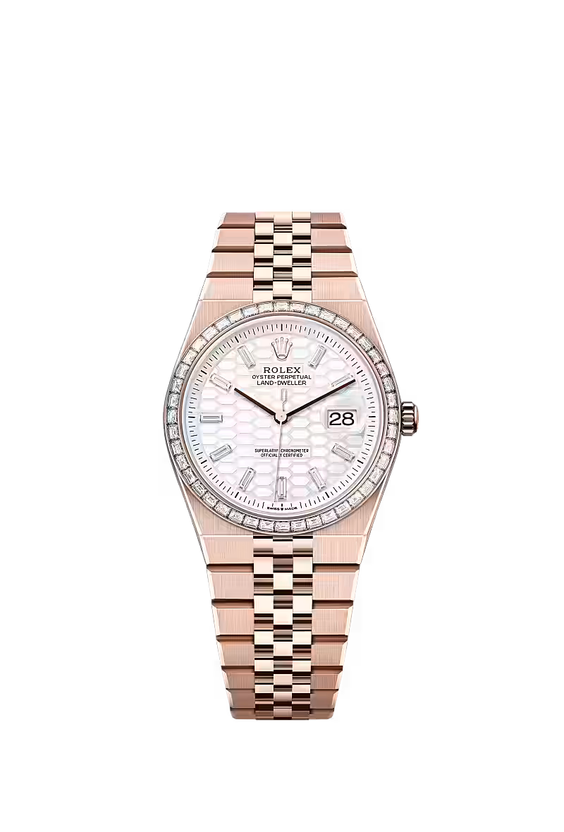 Men’s Rolex Land-Dweller 36 Ref. 127285TBR Everose Gold & Diamond Automatic Watch - Zeuskicks