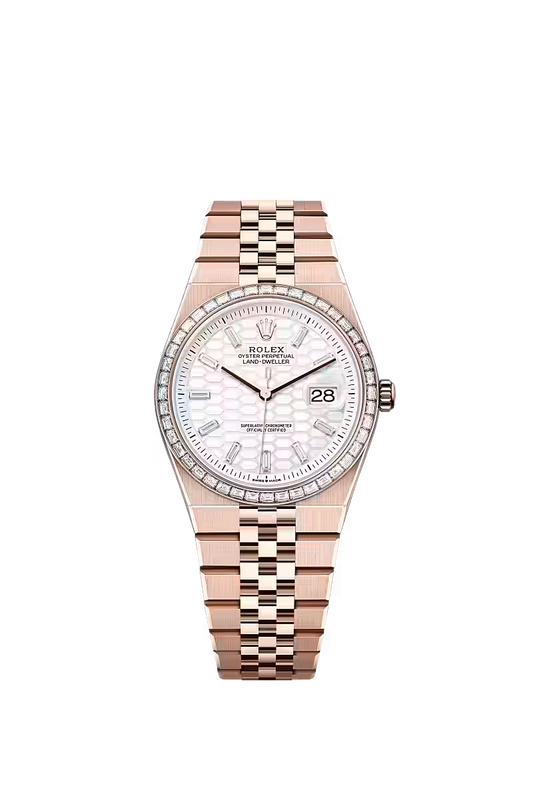 Men’s Rolex Land-Dweller 36 Ref. 127285TBR Everose Gold & Diamond Automatic Watch - Zeuskicks