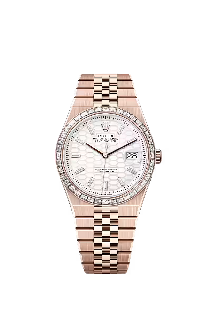 Men’s Rolex Land-Dweller 40 Ref. 127385TBR Everose Gold & Diamond Automatic Watch - Zeuskicks