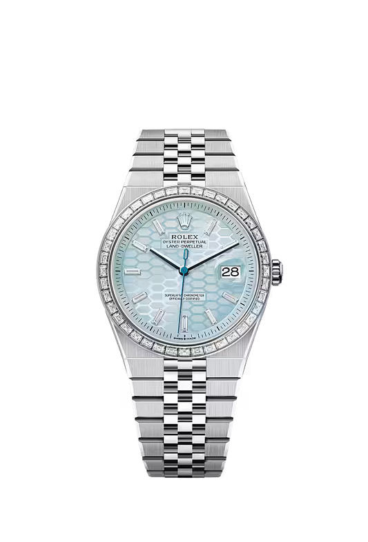 Men’s Rolex Land-Dweller 40 Ref. 127386TBR Platinum & Diamond Automatic Watch - Zeuskicks
