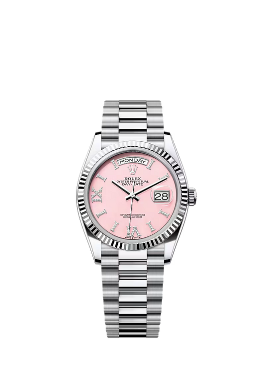 Men’s Rolex Day-Date 36 Platinum Watch – Pink Opal Diamond Dial - Zeuskicks