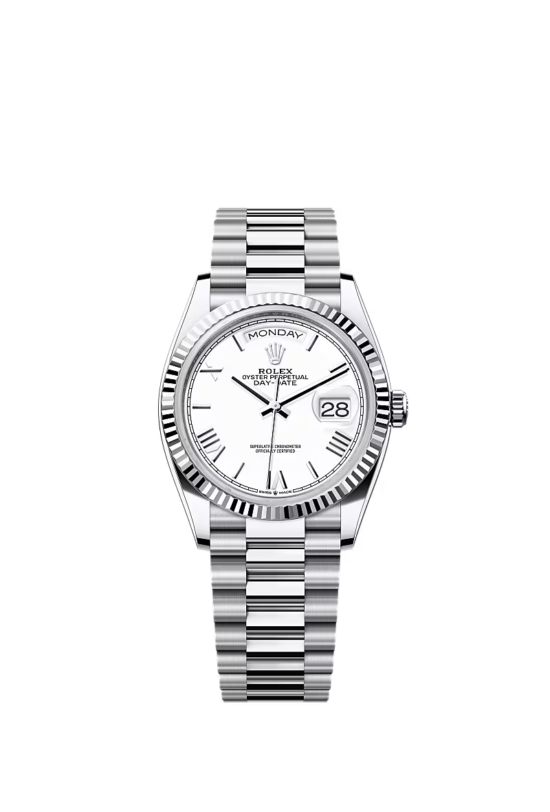 Men’s Rolex Day-Date 36 Platinum Watch – White Dial – Ref. 128236 - Zeuskicks