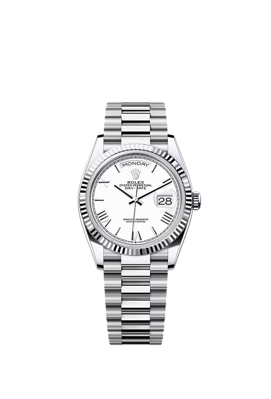 Men’s Rolex Day-Date 36 Platinum Watch – White Dial – Ref. 128236 - Zeuskicks