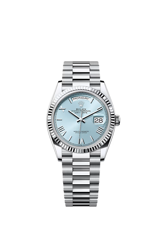 Men’s Rolex Day-Date 36 Platinum Watch – Ice Blue Dial - Zeuskicks