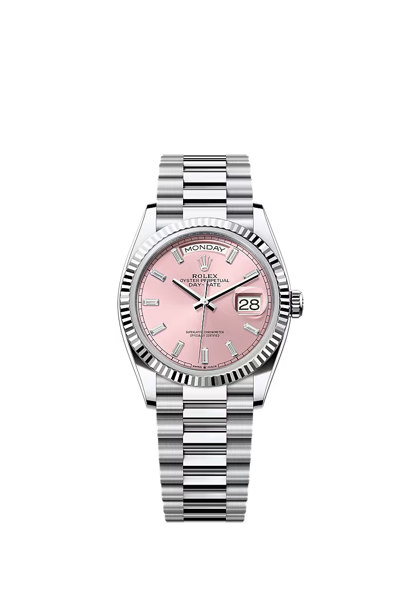 Men’s Rolex Day-Date 36 Platinum Watch – Pink Diamond Dial – Ref. 128236 - Zeuskicks