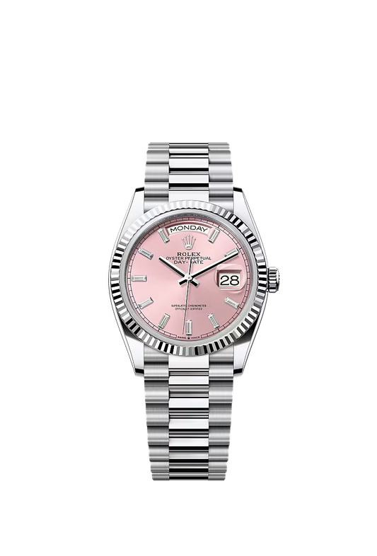 Men’s Rolex Day-Date 36 Platinum Watch – Pink Diamond Dial – Ref. 128236 - Zeuskicks