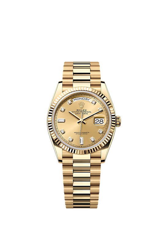 Men’s Rolex Day-Date 36 Ref. 128238 Yellow Gold – Champagne Diamond Dial - Zeuskicks
