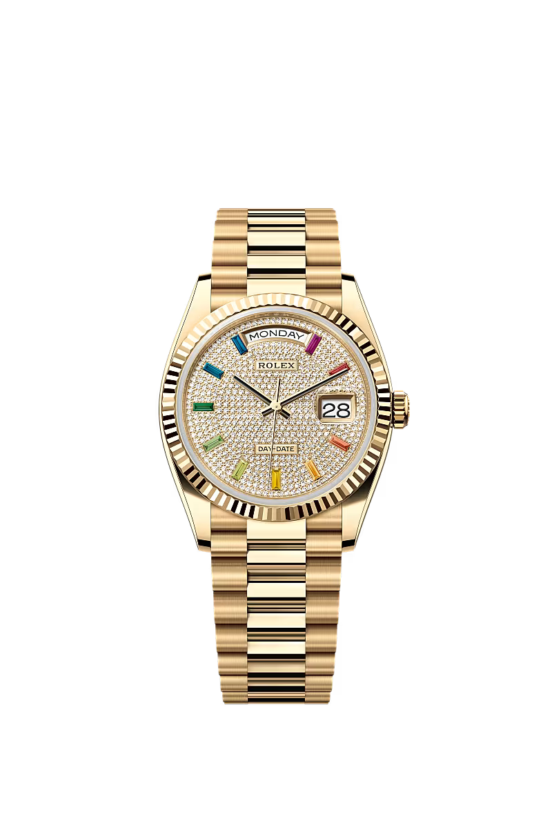 Men’s Rolex Day-Date 36 Ref. 128238 Yellow Gold Automatic Watch – Diamond Dial - Zeuskicks