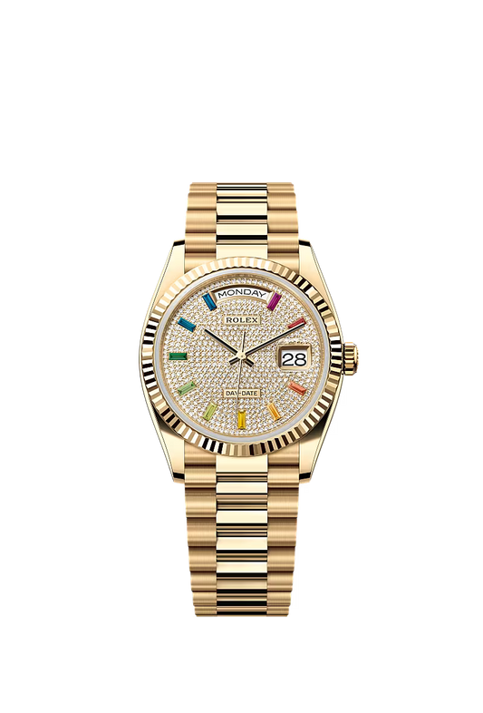 Men’s Rolex Day-Date 36 Ref. 128238 Yellow Gold Automatic Watch – Diamond Dial - Zeuskicks