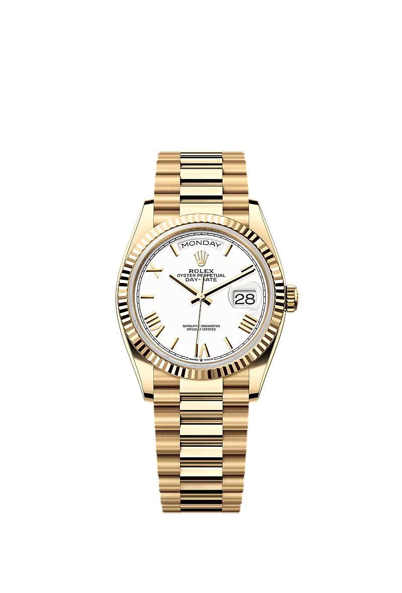 Men’s Rolex Day-Date 36 Ref. 128238 Yellow Gold Automatic Watch – White Dial - Zeuskicks