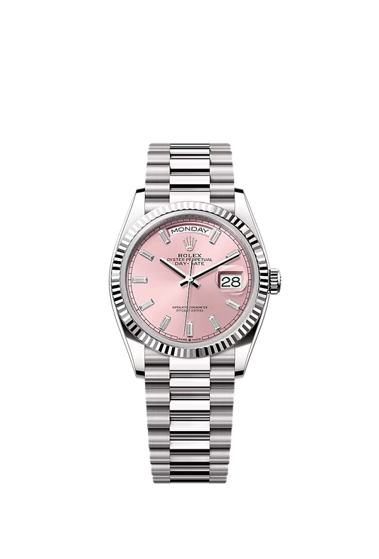 Men’s Rolex Day-Date 36 Ref. 128239 White Gold & Pink Diamond Dial Watch