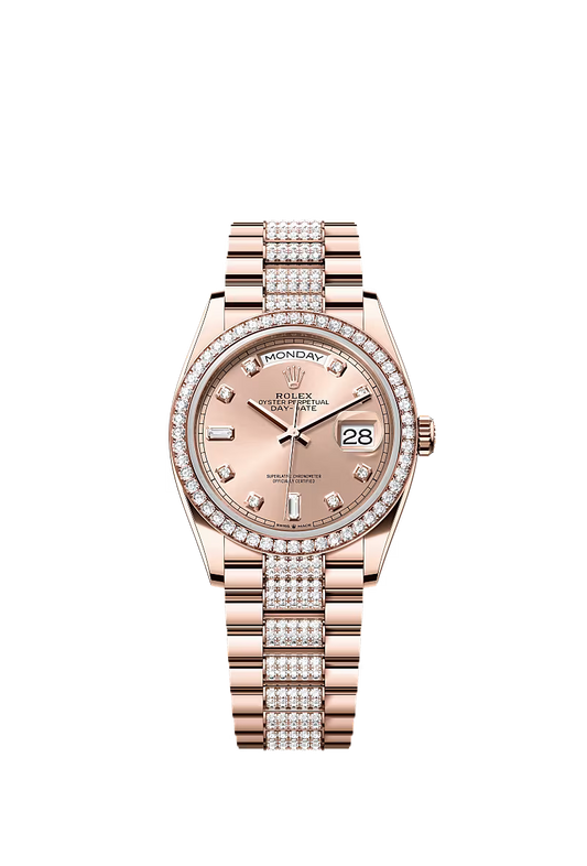 Men’s Rolex Day-Date 36 Everose Gold & Diamond Watch – Reference 128345RBR - Zeuskicks