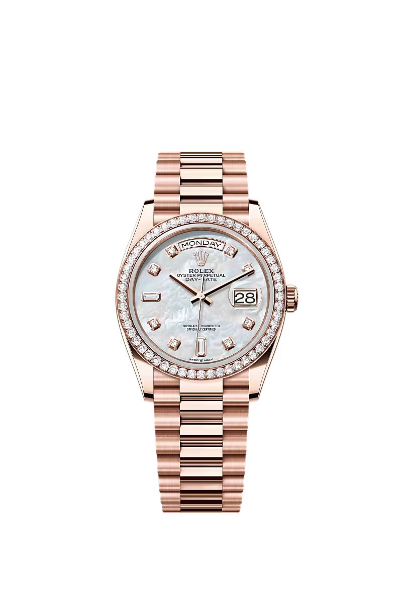 Men’s Rolex Day-Date 36 Oyster 36 mm White Mother-of-Pearl Dial with Diamond Accents - Zeuskicks