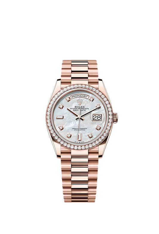 Men’s Rolex Day-Date 36 Oyster 36 mm White Mother-of-Pearl Dial with Diamond Accents - Zeuskicks