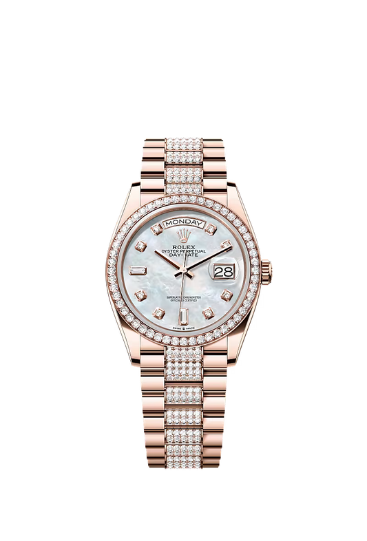 Men’s Rolex Day-Date 36 Everose Gold & Diamond Watch – Reference 128345RBR - Zeuskicks