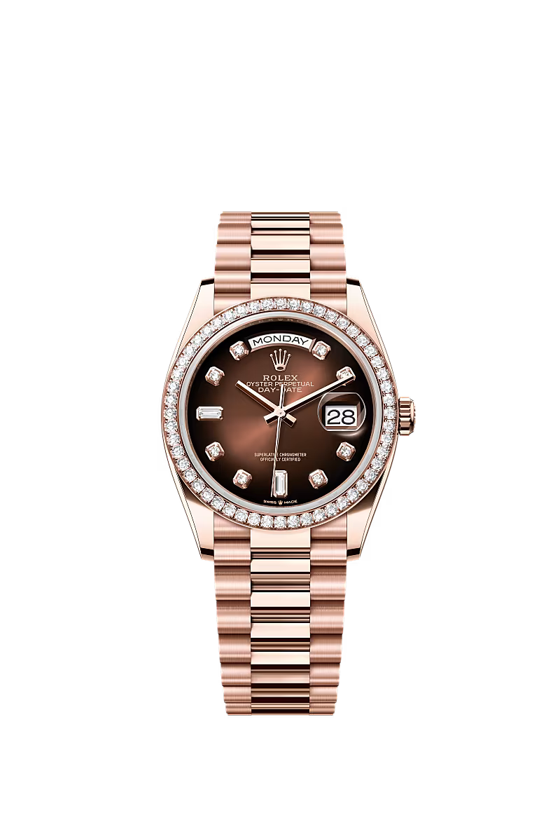 Men’s Rolex Day-Date 36 Oyster 36 mm Brown Ombré Dial with Diamond Accents - Zeuskicks