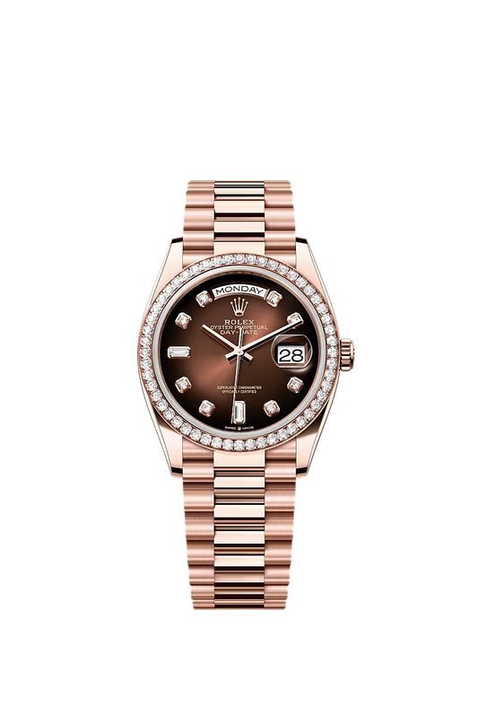 Men’s Rolex Day-Date 36 Oyster 36 mm Brown Ombré Dial with Diamond Accents - Zeuskicks