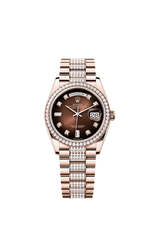 Men’s Rolex Day-Date 36 Everose Gold & Diamond Watch – Reference 128345RBR - Zeuskicks