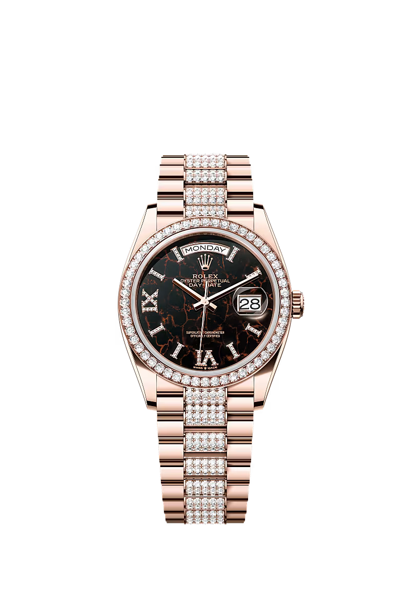 Men’s Rolex Day-Date 36 Everose Gold Diamond Watch – Eisenkiesel Dial - Zeuskicks
