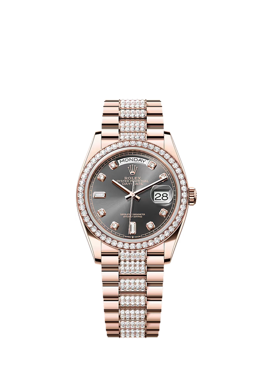 Men’s Rolex Day-Date 36 Everose Gold & Diamond Watch – Reference 128345RBR - Zeuskicks