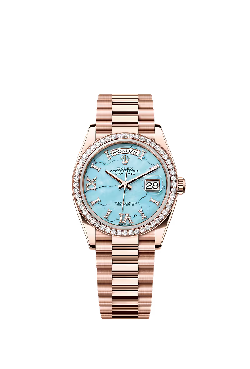 Men’s Rolex Day-Date 36 128345RBR Automatic Watch – Everose Gold & Diamonds - Zeuskicks