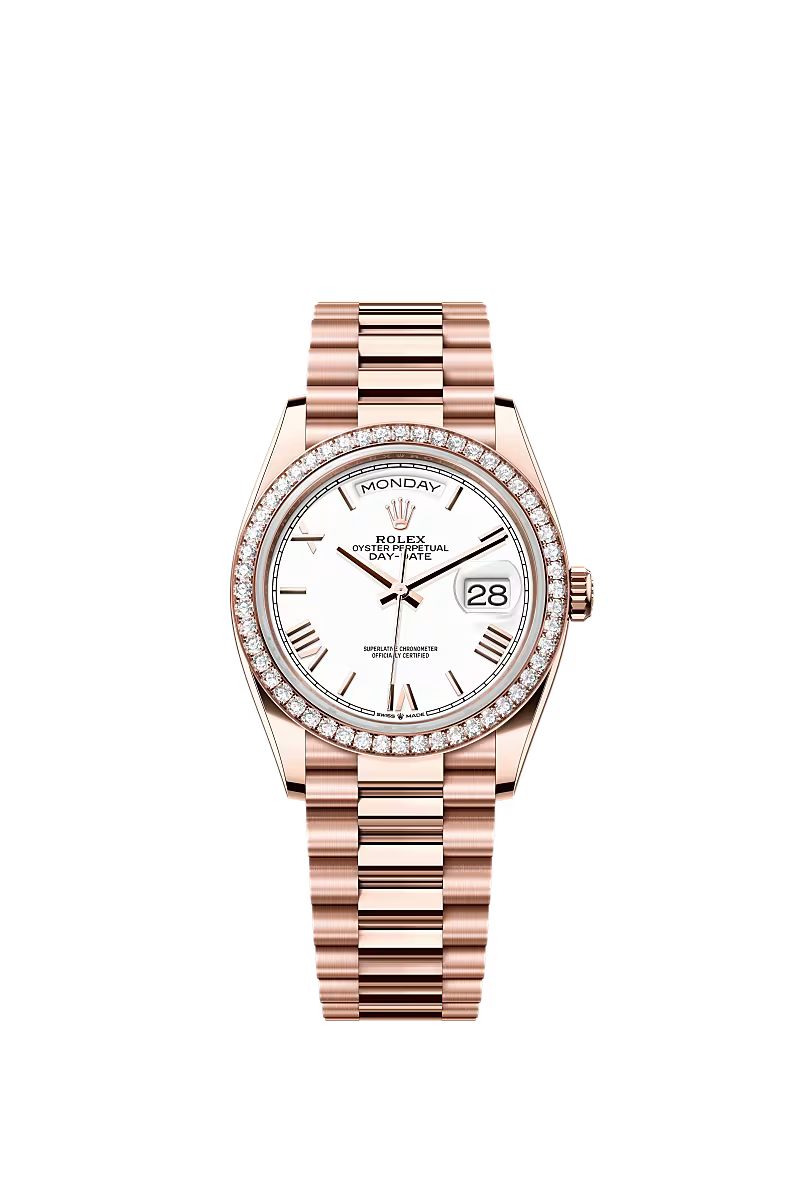 Men’s Rolex Day-Date 36 Oyster 36 mm White Dial with Diamond Bezel - Zeuskicks