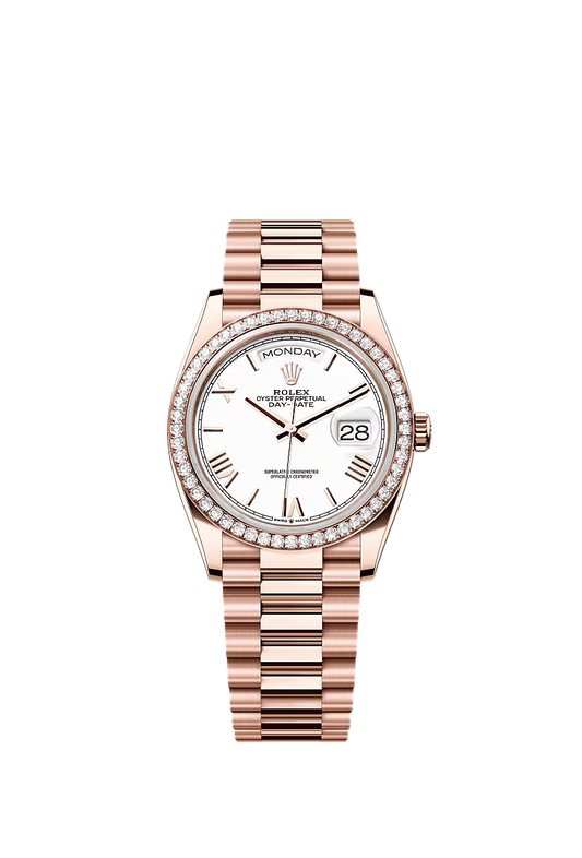 Men’s Rolex Day-Date 36 Oyster 36 mm White Dial with Diamond Bezel - Zeuskicks