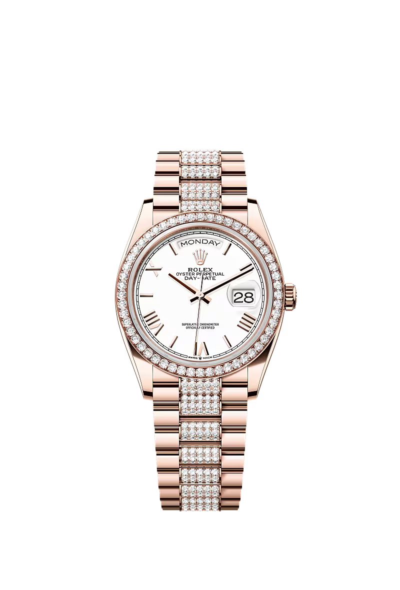Men’s Rolex Day-Date 36 Everose Gold & Diamond Watch – Reference 128345RBR - Zeuskicks