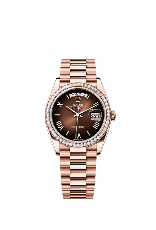 Men’s Rolex Day-Date 36 Oyster 36 mm Brown Ombré Dial with Diamond Bezel - Zeuskicks