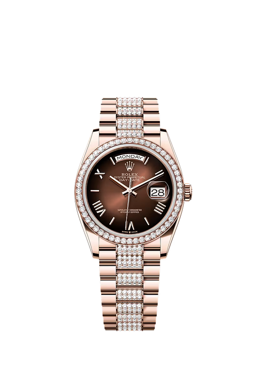 Men’s Rolex Day-Date 36 Everose Gold & Diamond Watch – Reference 128345RBR - Zeuskicks