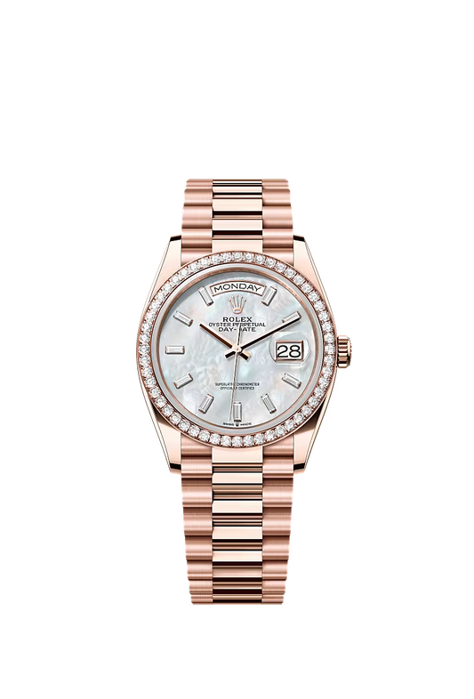 Men’s Rolex Day-Date 36 128345RBR Automatic Watch – Everose Gold & Diamonds - Zeuskicks