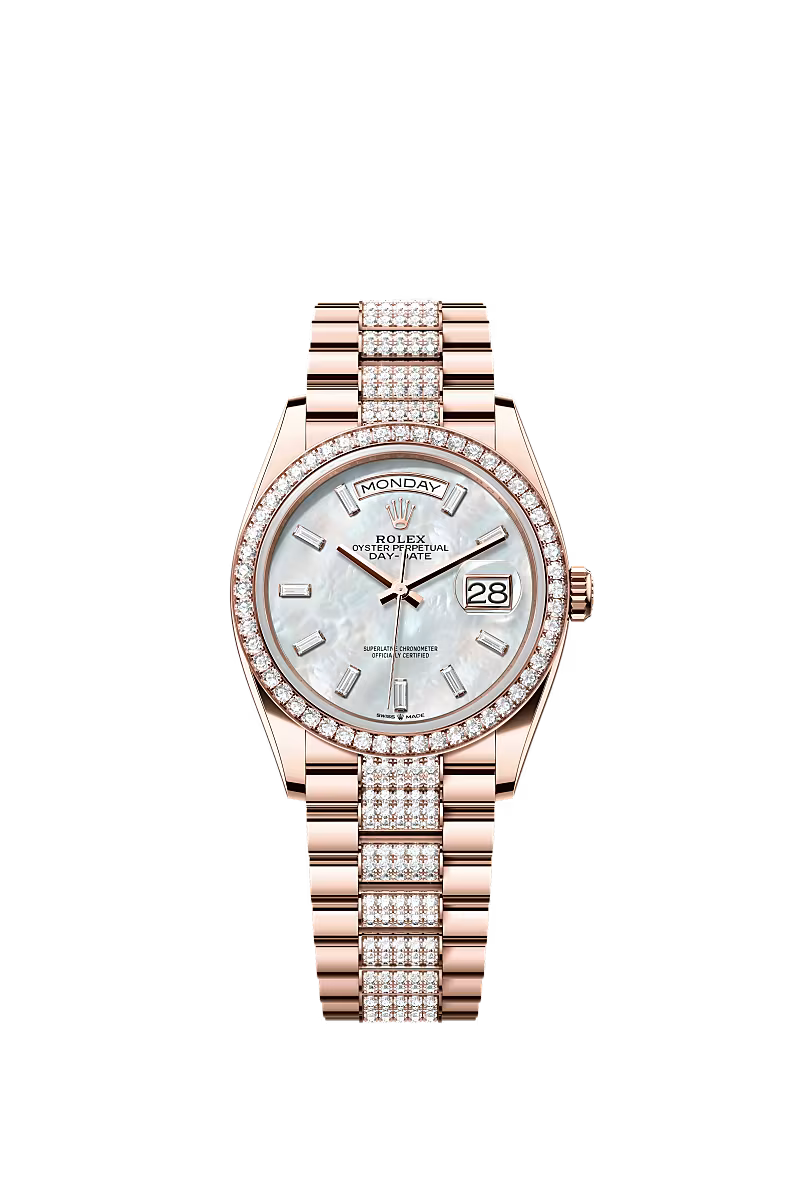 Men’s Rolex Day-Date 36 Everose Gold & Diamond Watch – Reference 128345RBR - Zeuskicks