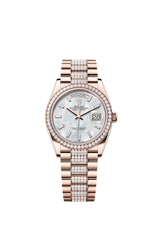 Men’s Rolex Day-Date 36 Everose Gold & Diamond Watch – Reference 128345RBR - Zeuskicks