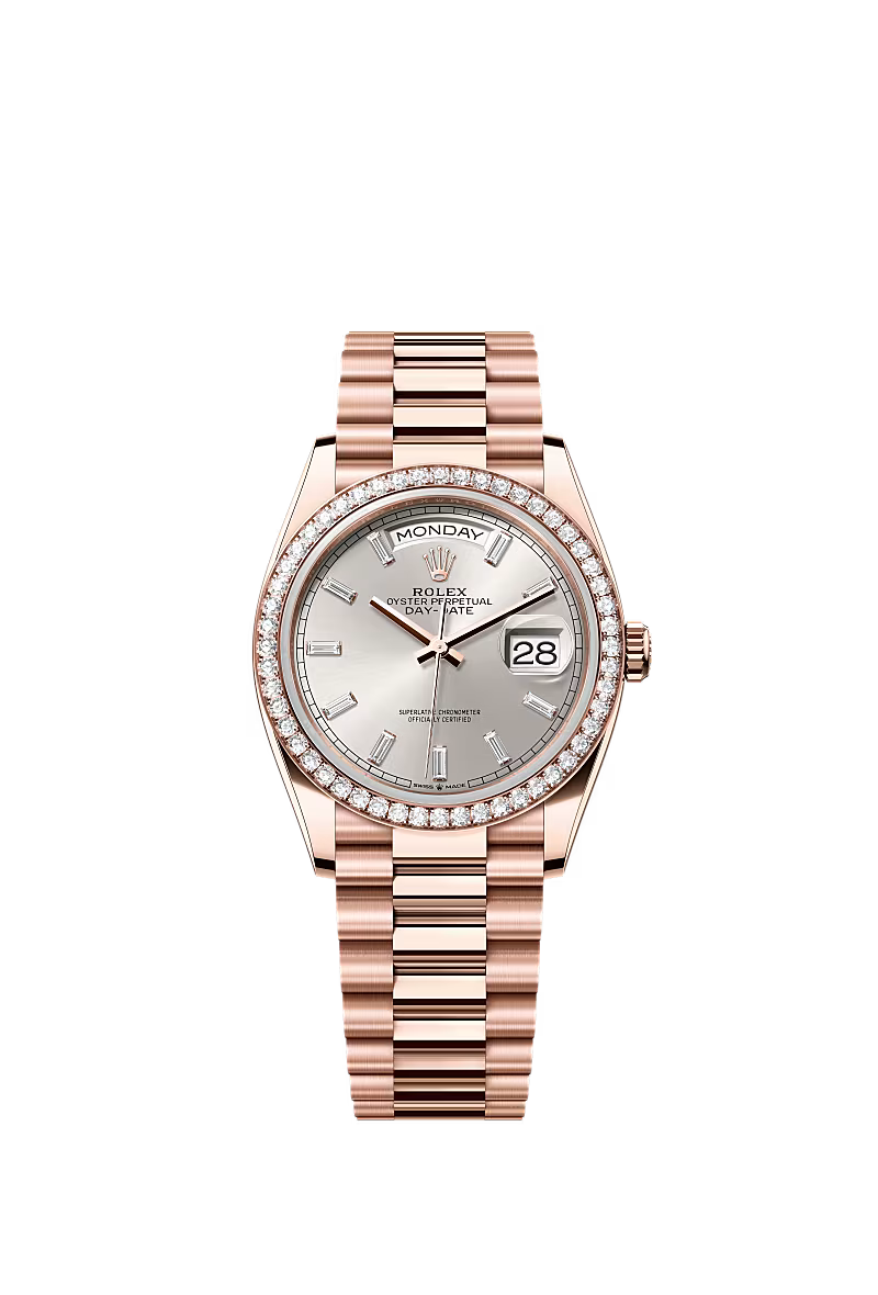 Men’s Rolex Day-Date 36 Oyster 36 mm Silver Dial with Diamond Accents - Zeuskicks