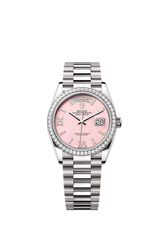 Men’s Rolex Day-Date 36 128349RBR Automatic White Gold Diamond Watch - Zeuskicks