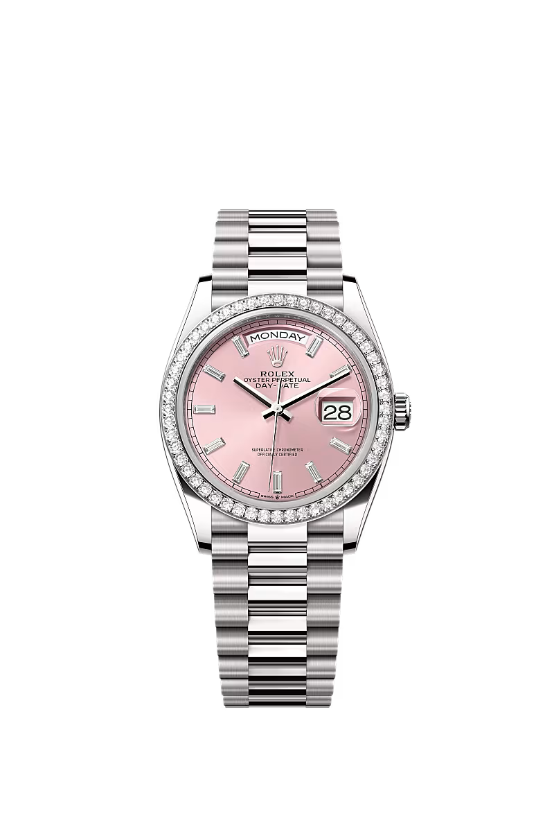 Men’s Rolex Day-Date 36 128349RBR Automatic White Gold Diamond Watch - Zeuskicks