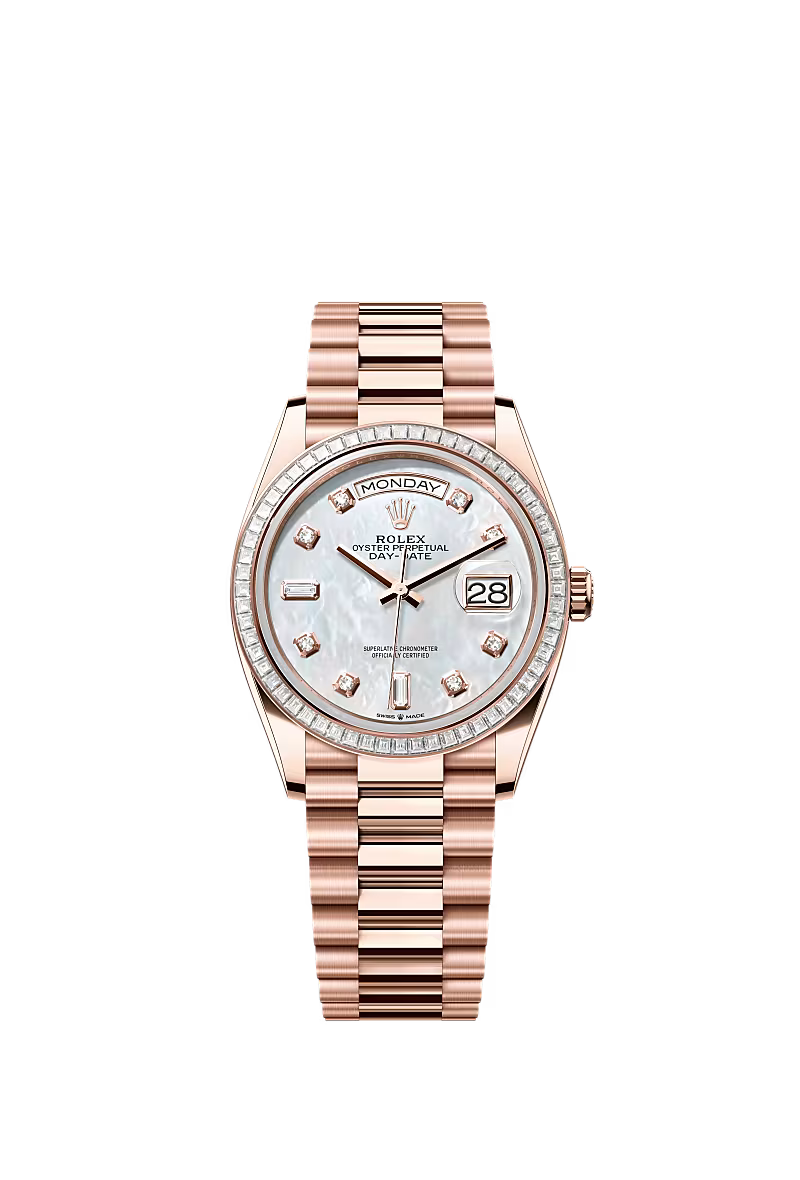 Rolex Day-Date 36 128395TBR Everose Gold White Mother-of-Pearl Dial - Zeuskicks