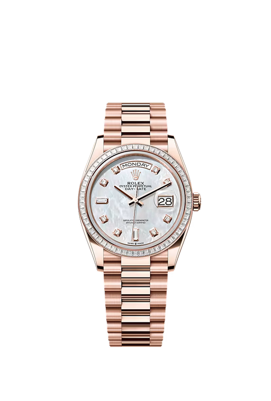 Rolex Day-Date 36 128395TBR Everose Gold White Mother-of-Pearl Dial - Zeuskicks